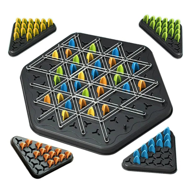Planet Gates Chain Chess 1pc New Geometry Chain Chess Puzzle Triangle Chess Desktop Game Rubber Band Training Family Interaction Exercise Thinking Toys Gifts