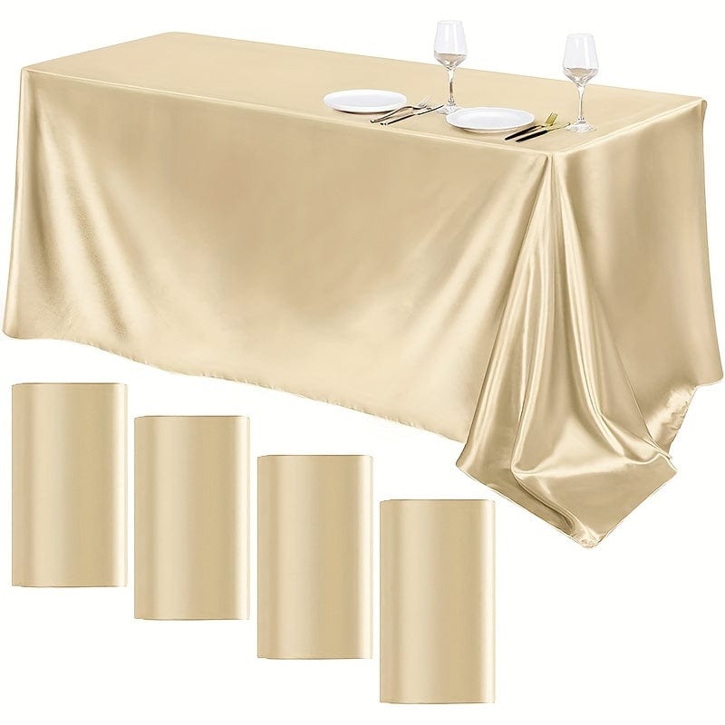 Planet Gates Champagne golden / 140.0cm*140.0cm 1pc, Polyester Tablecloth, Modern Style Table Decor, Waterproof And Oil-proof Large Banquet Table Cover, Rectangle Simple Style Solid Color Table Cloth, For Picnic Or Holiday Party, Room Decor, Wedding Decor
