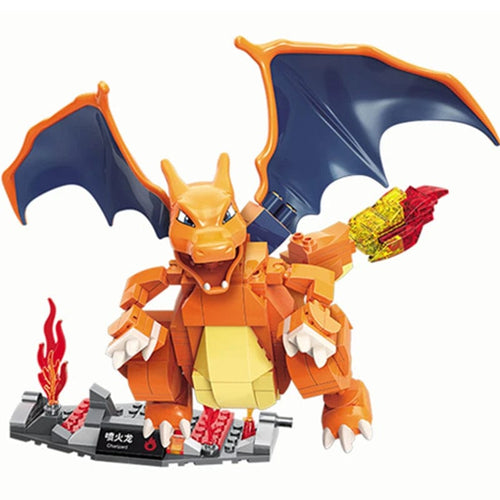 Planet Gates Charizard Anime Cartoon Pokemon Pikachu Bulbasaur Building Blocks Charizard Sets Movie Dolls Model Bricks Kids Toys For Kids Holiday Gifts