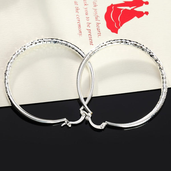 Planet Gates Charms fine 925 Sterling Silver 5CM circle hoop Earrings for Women fashion Pretty wedding party Jewelry Holiday gifts