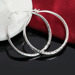 Planet Gates Charms fine 925 Sterling Silver 5CM circle hoop Earrings for Women fashion Pretty wedding party Jewelry Holiday gifts