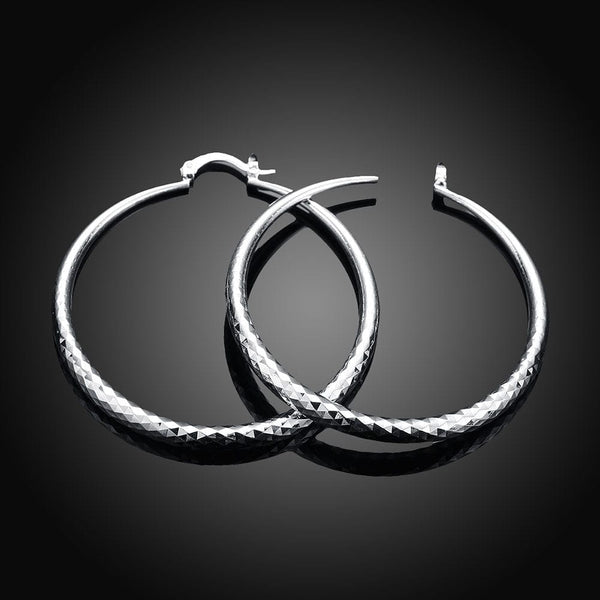 Planet Gates Charms fine 925 Sterling Silver 5CM circle hoop Earrings for Women fashion Pretty wedding party Jewelry Holiday gifts