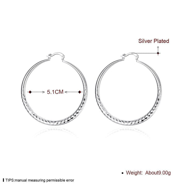 Planet Gates Charms fine 925 Sterling Silver 5CM circle hoop Earrings for Women fashion Pretty wedding party Jewelry Holiday gifts