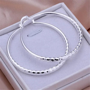 Planet Gates Charms fine 925 Sterling Silver 5CM circle hoop Earrings for Women fashion Pretty wedding party Jewelry Holiday gifts
