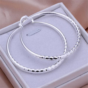 Planet Gates Charms fine 925 Sterling Silver 5CM circle hoop Earrings for Women fashion Pretty wedding party Jewelry Holiday gifts