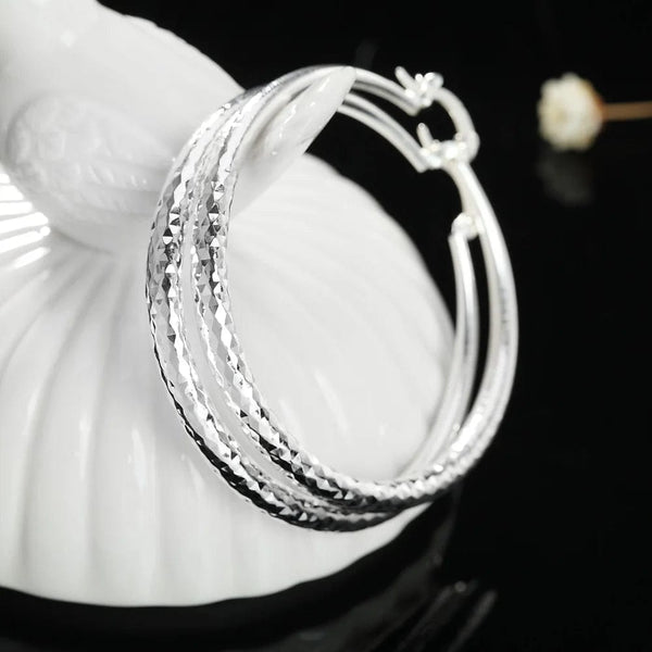 Planet Gates Charms fine 925 Sterling Silver 5CM circle hoop Earrings for Women fashion Pretty wedding party Jewelry Holiday gifts