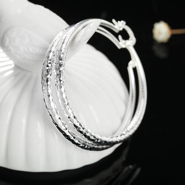 Planet Gates Charms fine 925 Sterling Silver 5CM circle hoop Earrings for Women fashion Pretty wedding party Jewelry Holiday gifts
