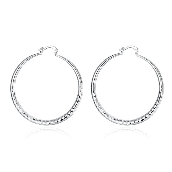 Planet Gates Charms fine 925 Sterling Silver 5CM circle hoop Earrings for Women fashion Pretty wedding party Jewelry Holiday gifts