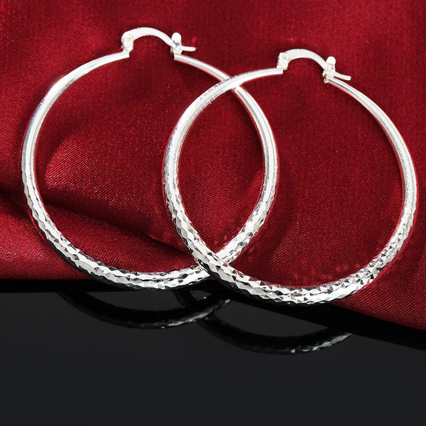 Planet Gates Charms fine 925 Sterling Silver 5CM circle hoop Earrings for Women fashion Pretty wedding party Jewelry Holiday gifts