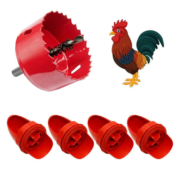 Planet Gates Chicken Feeder Poultry Feeder Diy Port Gravity Feed Kit Rain Proof No Waste Ducks Feeders for Buckets Barrels Bins Troughs