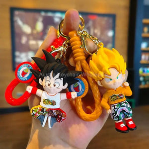 Planet Gates Children Anime Dragon Ball Keychain Z Super Saiyan Son Goku Bulma Broly Piccolo Majin Buu Series Car Pendant Keyring Toys Gifts