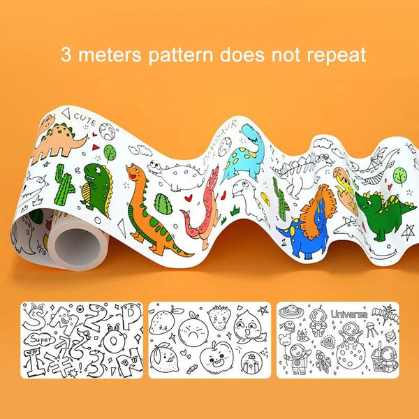 Planet Gates Children Drawing Roll DIY Sticky Color Filling Paper Coloring Paper Roll For Kids DIY Painting Drawing Early Educational Toys