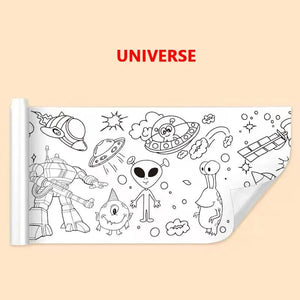 Planet Gates Children Drawing Roll DIY Sticky Color Filling Paper Coloring Paper Roll For Kids DIY Painting Drawing Early Educational Toys