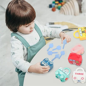 Planet Gates Children Educational Toys Kids Learning Lock with Keys Car Numbers Matching & Counting Montessori Math Teaching Lock-Picking Toy
