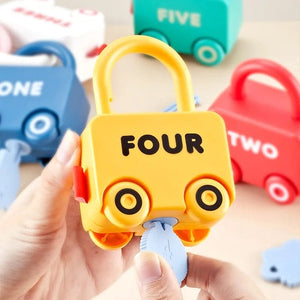 Planet Gates Children Educational Toys Kids Learning Lock with Keys Car Numbers Matching & Counting Montessori Math Teaching Lock-Picking Toy