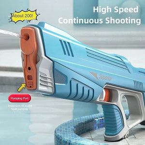 Planet Gates Children Full Automatic Water Gun Toys Summer Outdoor Pool Fight Games Induction Absorb Water Electric Waterguns for Kids Gifts