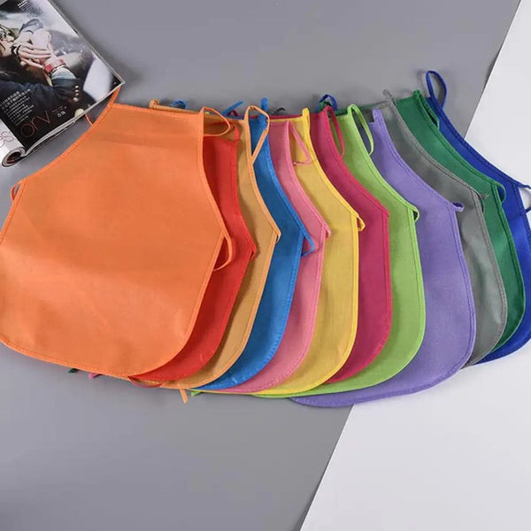 Planet Gates Children Plain Apron Colorful Non-Woven Fabric Kids Painting Drawing Toys Aprons Crafts Playset Baking Cooking Bib Apron