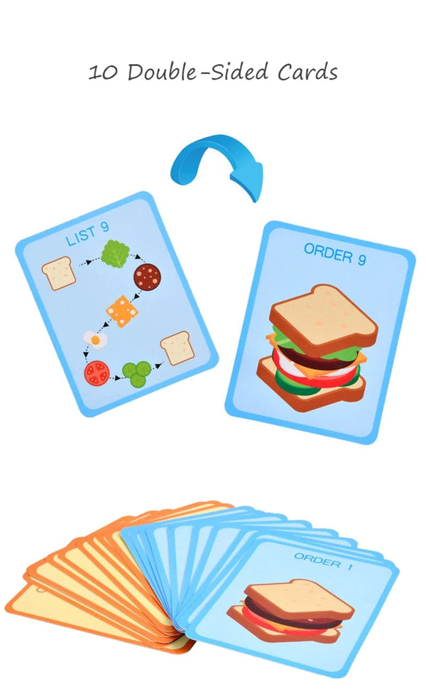 Planet Gates Children Pretend Play Kitchen Toys Hamburger Sandwich Simulation Food Matching Games Montessori Educational Wooden Stacking Toys