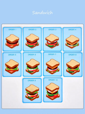 Planet Gates Children Pretend Play Kitchen Toys Hamburger Sandwich Simulation Food Matching Games Montessori Educational Wooden Stacking Toys