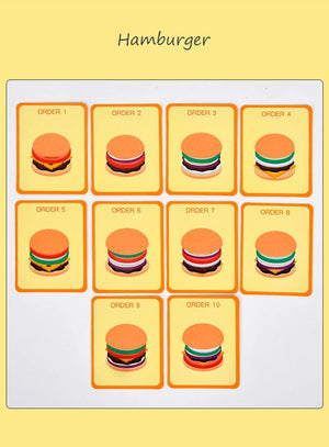 Planet Gates Children Pretend Play Kitchen Toys Hamburger Sandwich Simulation Food Matching Games Montessori Educational Wooden Stacking Toys