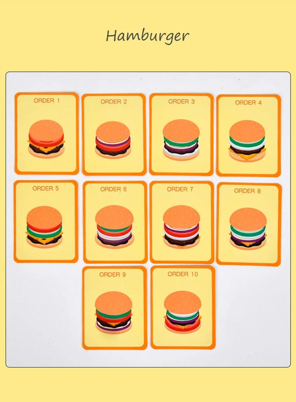 Planet Gates Children Pretend Play Kitchen Toys Hamburger Sandwich Simulation Food Matching Games Montessori Educational Wooden Stacking Toys