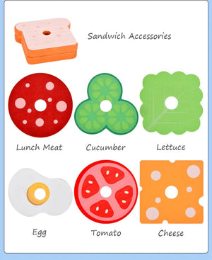 Planet Gates Children Pretend Play Kitchen Toys Hamburger Sandwich Simulation Food Matching Games Montessori Educational Wooden Stacking Toys