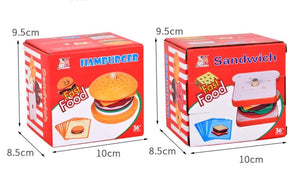 Planet Gates Children Pretend Play Kitchen Toys Hamburger Sandwich Simulation Food Matching Games Montessori Educational Wooden Stacking Toys