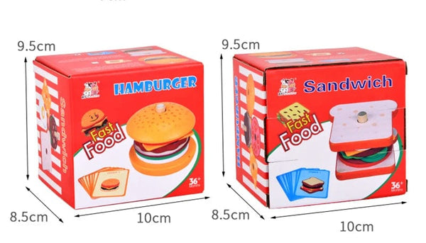 Planet Gates Children Pretend Play Kitchen Toys Hamburger Sandwich Simulation Food Matching Games Montessori Educational Wooden Stacking Toys