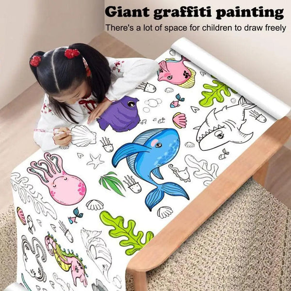 Planet Gates Children's Drawing Roll Sticky Color Filling Paper Graffiti Scroll Coloring Paper Roll For Kids DIY Painting Educational Toys