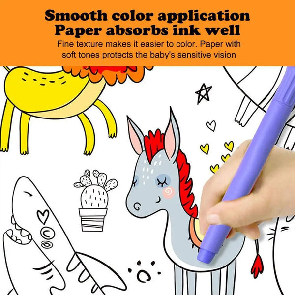 Planet Gates Children's Drawing Roll Sticky Color Filling Paper Graffiti Scroll Coloring Paper Roll For Kids DIY Painting Educational Toys