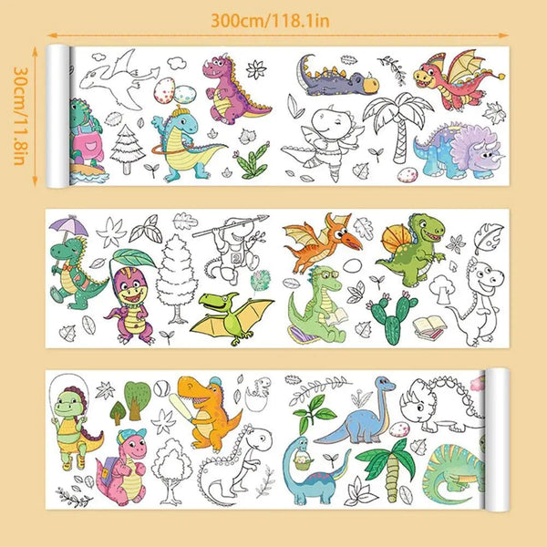 Planet Gates Children's Drawing Roll Sticky Color Filling Paper Graffiti Scroll Coloring Paper Roll For Kids DIY Painting Educational Toys