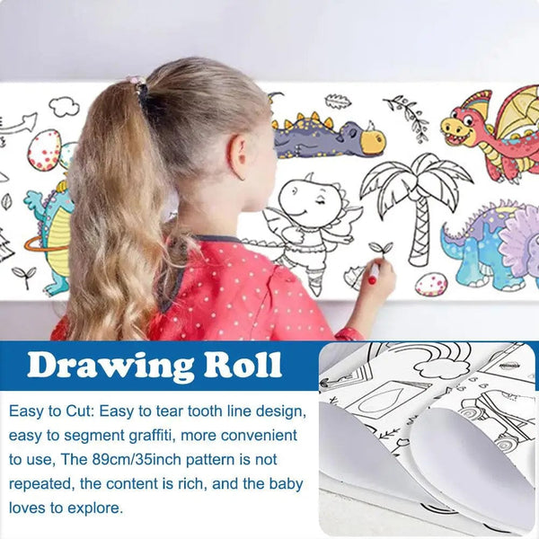 Planet Gates Children's Drawing Roll Sticky Color Filling Paper Graffiti Scroll Coloring Paper Roll For Kids DIY Painting Educational Toys