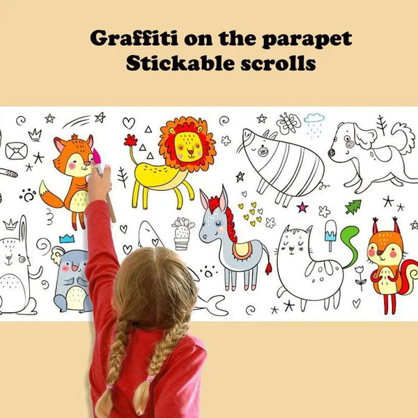 Planet Gates Children's Drawing Roll Sticky Color Filling Paper Graffiti Scroll Coloring Paper Roll For Kids DIY Painting Educational Toys