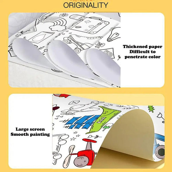 Planet Gates Children's Drawing Roll Sticky Color Filling Paper Graffiti Scroll Coloring Paper Roll For Kids DIY Painting Educational Toys