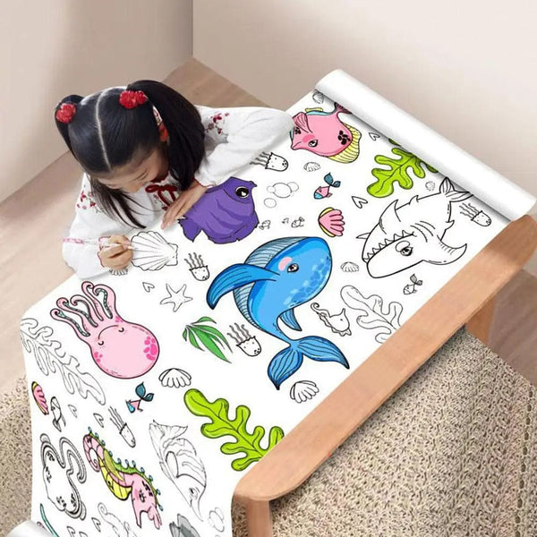 Planet Gates Children's Drawing Roll Sticky Color Filling Paper Graffiti Scroll Coloring Paper Roll For Kids DIY Painting Educational Toys