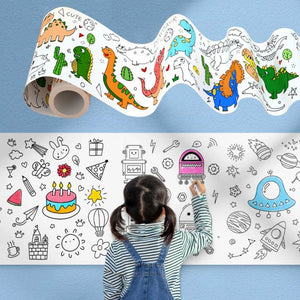 Planet Gates Children's Drawing Roll Sticky Color Filling Paper Graffiti Scroll Coloring Paper Roll for Kids DIY Painting Educational Toys