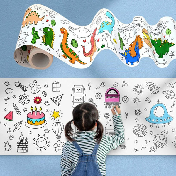 Planet Gates Children's Drawing Roll Sticky Color Filling Paper Graffiti Scroll Coloring Paper Roll for Kids DIY Painting Educational Toys