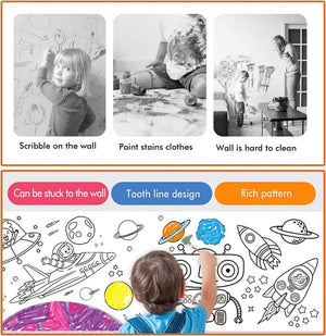 Planet Gates Children's Drawing Roll Sticky Color Filling Paper Graffiti Scroll Coloring Paper Roll for Kids DIY Painting Educational Toys
