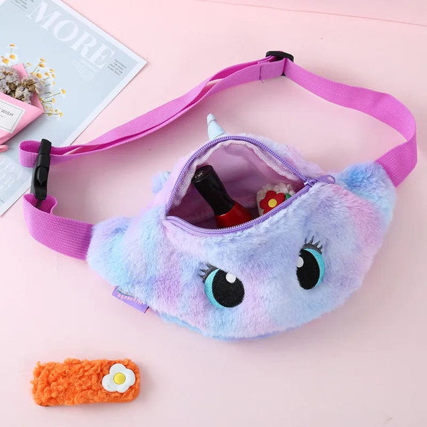 Planet Gates Children's Fanny Pack Cute Unicorn  Plush Toys Belt Gradient Color Chest Bag Cartoon Coin Purse Travel Chest Bag Girls Waist Bag