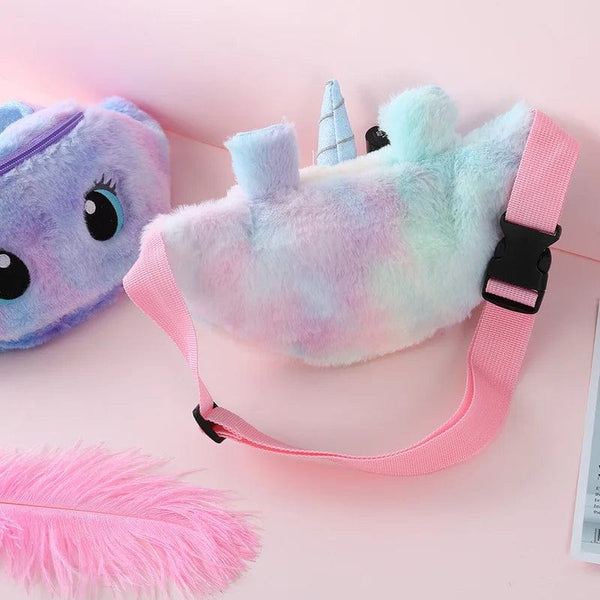 Planet Gates Children's Fanny Pack Cute Unicorn  Plush Toys Belt Gradient Color Chest Bag Cartoon Coin Purse Travel Chest Bag Girls Waist Bag