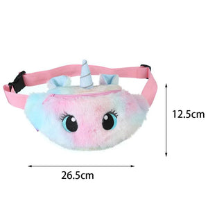 Planet Gates Children's Fanny Pack Cute Unicorn  Plush Toys Belt Gradient Color Chest Bag Cartoon Coin Purse Travel Chest Bag Girls Waist Bag