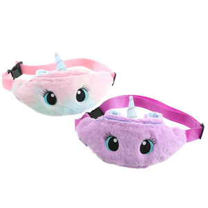 Planet Gates Children's Fanny Pack Cute Unicorn  Plush Toys Belt Gradient Color Chest Bag Cartoon Coin Purse Travel Chest Bag Girls Waist Bag