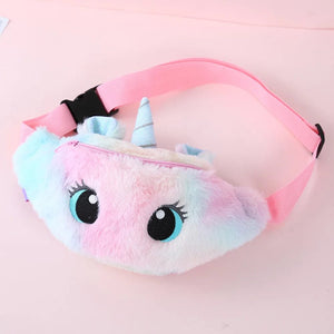 Planet Gates Children's Fanny Pack Cute Unicorn  Plush Toys Belt Gradient Color Chest Bag Cartoon Coin Purse Travel Chest Bag Girls Waist Bag