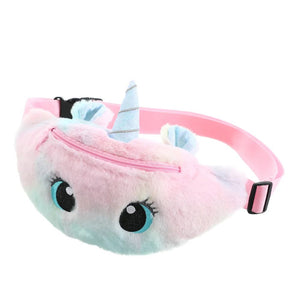 Planet Gates Children's Fanny Pack Cute Unicorn  Plush Toys Belt Gradient Color Chest Bag Cartoon Coin Purse Travel Chest Bag Girls Waist Bag