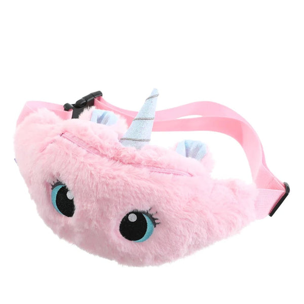 Planet Gates Children's Fanny Pack Cute Unicorn  Plush Toys Belt Gradient Color Chest Bag Cartoon Coin Purse Travel Chest Bag Girls Waist Bag