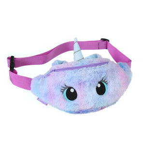 Planet Gates Children's Fanny Pack Cute Unicorn  Plush Toys Belt Gradient Color Chest Bag Cartoon Coin Purse Travel Chest Bag Girls Waist Bag