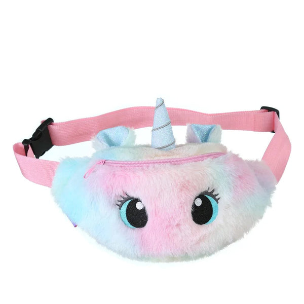 Planet Gates Children's Fanny Pack Cute Unicorn  Plush Toys Belt Gradient Color Chest Bag Cartoon Coin Purse Travel Chest Bag Girls Waist Bag