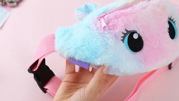 Planet Gates Children's Fanny Pack Cute Unicorn  Plush Toys Belt Gradient Color Chest Bag Cartoon Coin Purse Travel Chest Bag Girls Waist Bag
