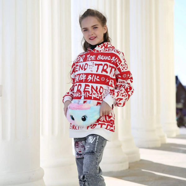 Planet Gates Children's Fanny Pack Cute Unicorn  Plush Toys Belt Gradient Color Chest Bag Cartoon Coin Purse Travel Chest Bag Girls Waist Bag