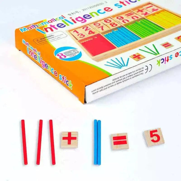 Planet Gates Children's math teaching aids, counting sticks, arithmetic learning box, wooden educational toys, Montessori education